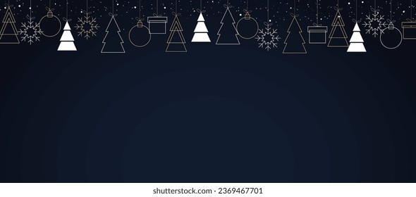 Holiday concept banner composed of elements of christmas graphic sources. magical background with blue color illustration. winter season design for web page, promotion, print.