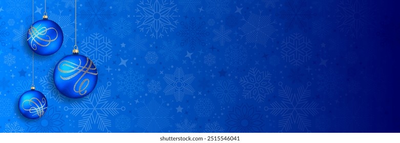 Holiday concept banner composed of elements of christmas graphic sources. Magical background with blue color illustration. Winter season design for web page, promotion, print. vector eps 10 design