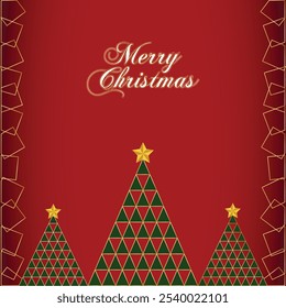 Holiday concept Merry Christmas post, banner for social media post. Elegant background with red color. 