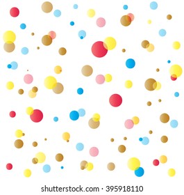 Holiday confetti background with small pieces of colored paper thrown during a celebration such as a wedding. Carnival Abstract digital illustration. Vector file.