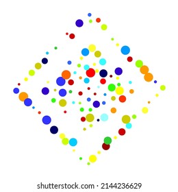  Holiday confetti circles in memphis style. Random, chaotic polka dot. Bright background for party invites, wedding, cards, phone Wallpapers. Vector illustration. Typographic design.