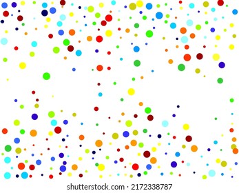  Holiday confetti circles in memphis style. Isolated on the white background. Vector holiday illustration.
