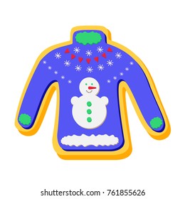 Holiday cookie in the form of a Christmas sweater