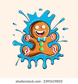 Holiday cookies in the shape of a gingerbread man. A happy new year decoration. Merry Christmas celebration. New Year and Christmas celebration. vector illustration