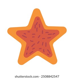 Galletas de Festiva en forma de estrella pentagonal. Postre de jengibre con sabor. Ilustración acogedora de color simple. Vector de dibujos animados dibujado a mano aislado sobre fondo blanco