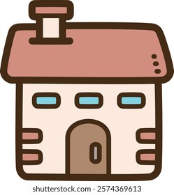 Holiday cottage vector doodle illustration and graphic