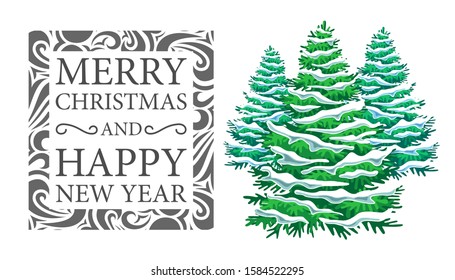 HOLIDAY COUPON WITH CHRISTMAS TREES IN VECTOR