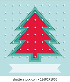 Holiday cover for Happy New Year events. xmas tree and snow on Christmas background. low poly triangles, geometric shapes. Vector illustration for holidays, eps 10