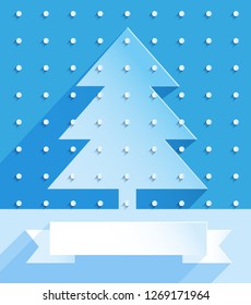 Holiday cover for Happy New Year events. xmas tree and snow on Christmas background. low poly triangles, geometric shapes. Vector illustration for holidays, eps 10