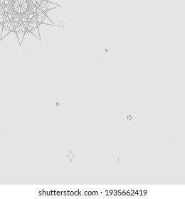 Holiday Cozy Gray Stars Pastel Background. Monochrome Cold Christmas Mystery Grey Composition. New Year Snowflake Sky Soft Silver Winter Illustration. Mandala Chaotic Magic Snow White Pattern.