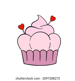 holiday cupcake with heart for valentine day card design