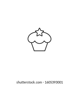 Holiday cupcake line vector icon