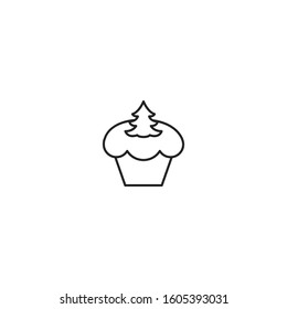 Holiday cupcake line vector icon