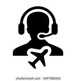 Holiday Customer service icon vector male person profile symbol for travel support helpline in glyph pictogram illustration