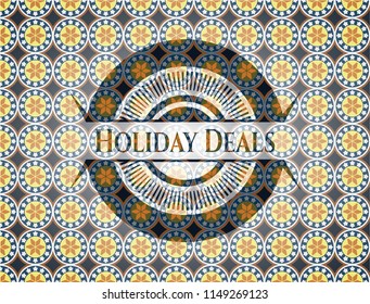 Holiday Deals arabesque emblem background. arabic decoration.