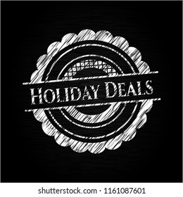Holiday Deals chalk emblem written on a blackboard