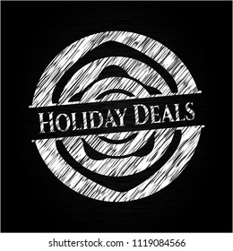 Holiday Deals chalkboard emblem on black board