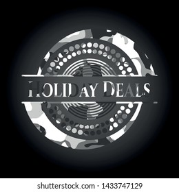 Holiday Deals grey camo emblem. Vector Illustration.