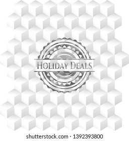 Holiday Deals grey emblem. Retro with geometric cube white background