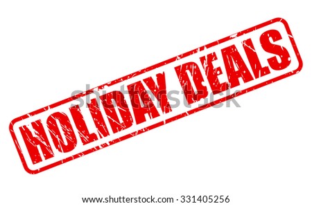 HOLIDAY DEALS red stamp text on white