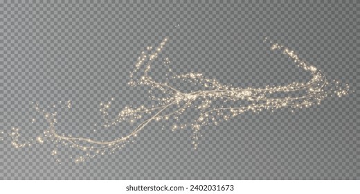 Holiday decor element in the form of a glowing sakura branch. Abstract glowing white dust. Christmas background made of luminous dust. Vector png. Floating cloud of holiday bright little dust.	
