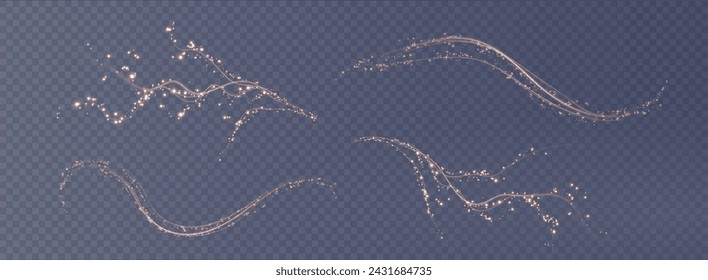 Urlaubs-Dekorelement in Form eines glühenden Sakura-Zweiges. Abstrakter glühender Staub. Weihnachtshintergrund aus leuchtendem Staub. Vector png. Schwebende Wolke von Feiertag hellen kleinen Staub.