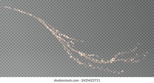 Elemento de decoración de vacaciones en forma de rama sakura brillante. Polvo brillante abstracto. Fondo de Navidad hecho de polvo luminoso. Vector png. Nube flotante de polvo brillante de vacaciones.