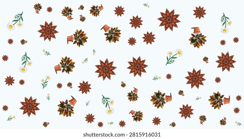 Holiday decor with pinecones holly berries and stars in red green and brown for festive celebrations and seasonal ambiance