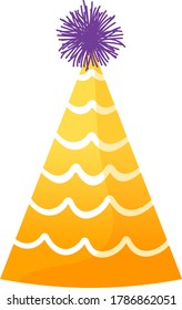 Holiday decoration feast cap, head ornament birthday party element isolated on white, flat vector illustration. Concept joyful time icon, cheerful mood gathering item, color hat merriment.