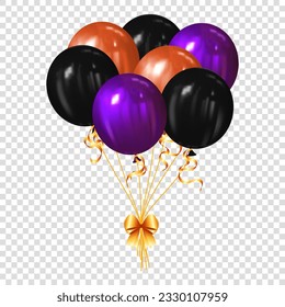holiday decoration and party concept bunch of air balloons for halloween over transparent background