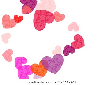  Holiday decoration with tenderness symbols confetti flying, love background vector  Romantic Scattered Hearts Design Element.