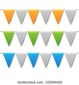 holiday decorations, colorful pennants. vector illustration