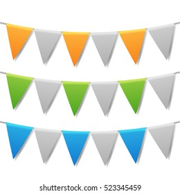 holiday decorations, colorful pennants. vector illustration