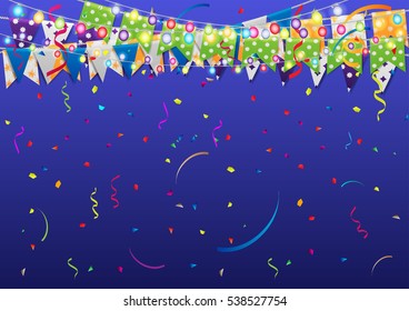 holiday decorations, colorful pennants. vector illustration