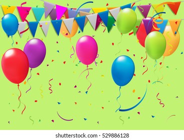 holiday decorations, picturesque flags, pennants. vector illustration