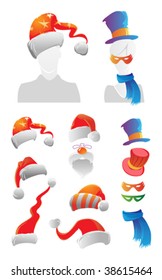 Holiday decorations for your avatar. Vector illustration.