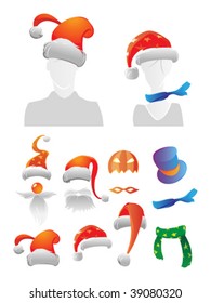 Holiday decorations for your avatar. Vector illustration.