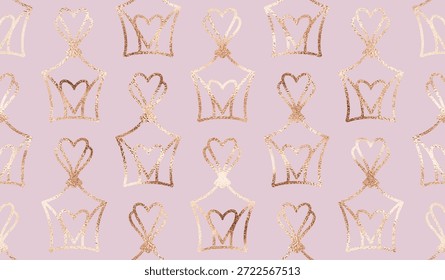 Holiday decorative seamless pattern for with rose gold heart bottles.