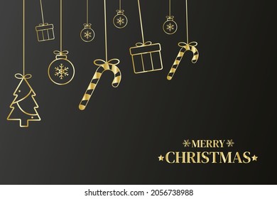 Holiday deer, Merry Christmas and New Year typographical on background with winter landscape with snowflakes, light, stars.Vector Illustration