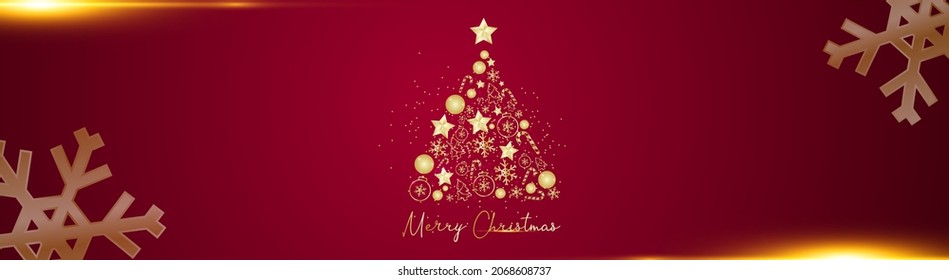 Holiday deer, Merry Christmas and New Year typographical on background with winter landscape with snowflakes, light, stars.Vector Illustration