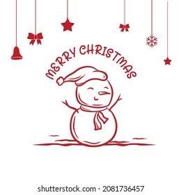 Holiday deer, Merry Christmas and New Year typographical on background with winter landscape with snowflakes, light, stars. Xmas card. Vector Illustration