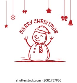 Holiday deer, Merry Christmas and New Year typographical on background with winter landscape with snowflakes, light, stars. Xmas card. Vector Illustration