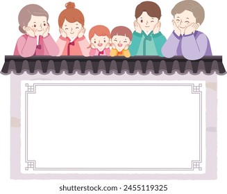 Holiday, delivery announcement, Lunar New Year, Chuseok, family, delivery, courier, notification, hanbok, gift, greeting,