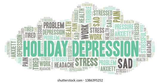 Holiday Depression word cloud. Wordcloud made with text only.