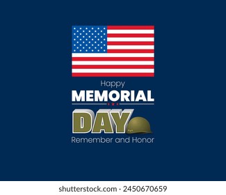 Holiday design, background with 3D and handwriting texts, army helmet and national flag colors for Memorial day event celebration; Vector illustration.