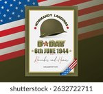 Holiday design, background with handwriting and 3d texts and national flag colors for D-Day American event celebration; Vector illustration.