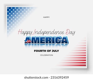 Diseño de vacaciones, fondo con escritura a mano y textos en 3d y colores de bandera nacional para el 4 de julio, Día de la Independencia de América, celebración