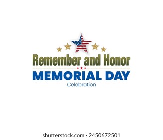 Holiday design, background with handwriting 3D texts and national flag colors for Memorial day event celebration; Vector illustration.