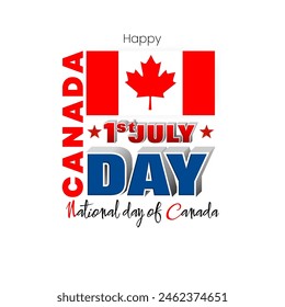 Diseño de Festiva, fondo con escritura a mano, hoja de arce y colores de la bandera nacional para el primero de julio, día nacional de Canadá, celebración, Ilustración vectorial.