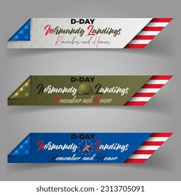 Holiday design, background with handwriting and national flag colors for D-Day American event, celebration; Vector illustration
